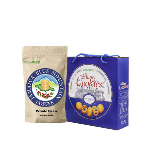 Jamaican Blue Mountain Coffee 1kg + Butter Cookies 1008g Tin